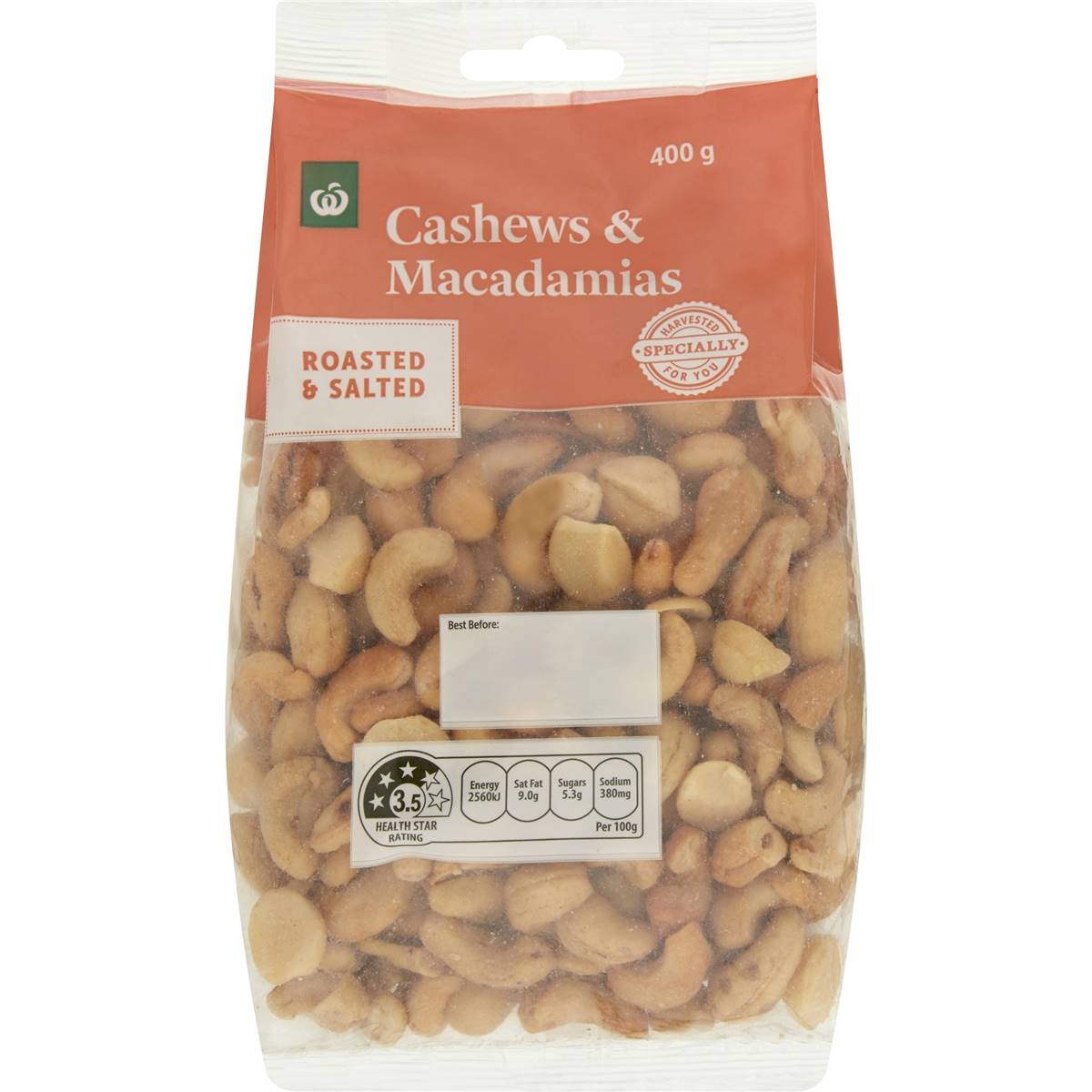 Calories in Woolworths Cashew & Macadamia Roasted & Salted