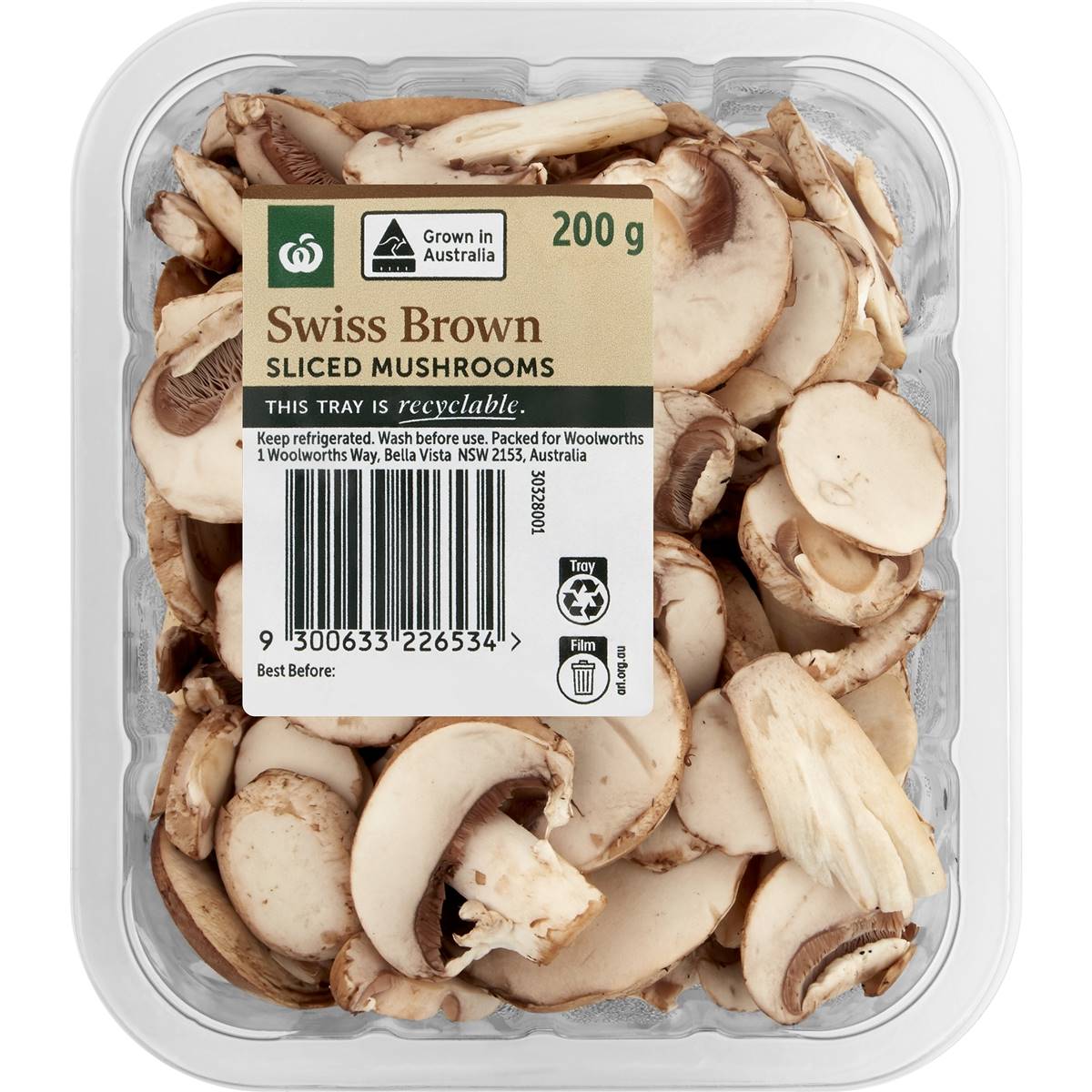 Calories in Woolworths Mushrooms Swiss Brown Sliced
