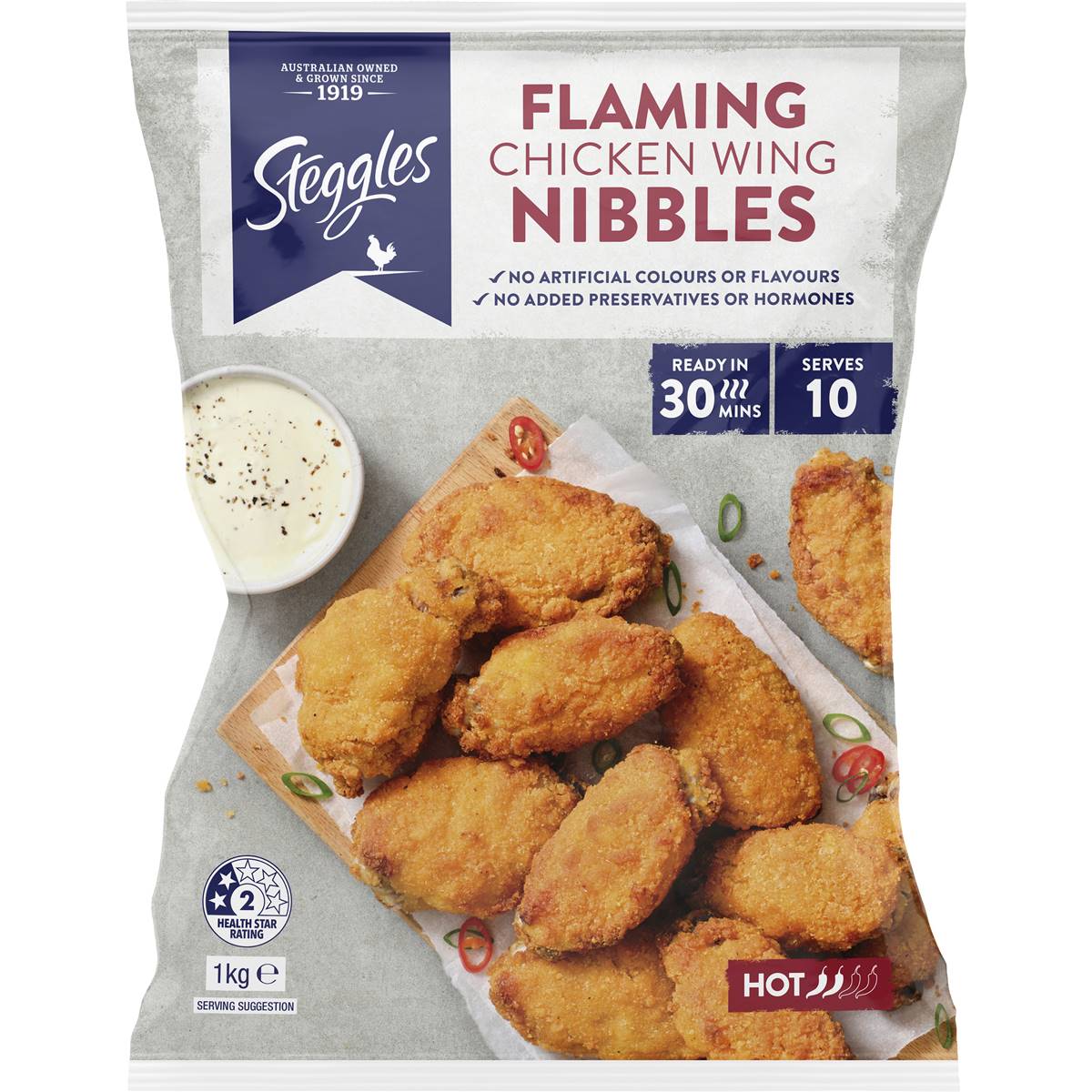 Calories in Steggles Chilled Buffalo Chicken Wing Nibbles, raw calcount