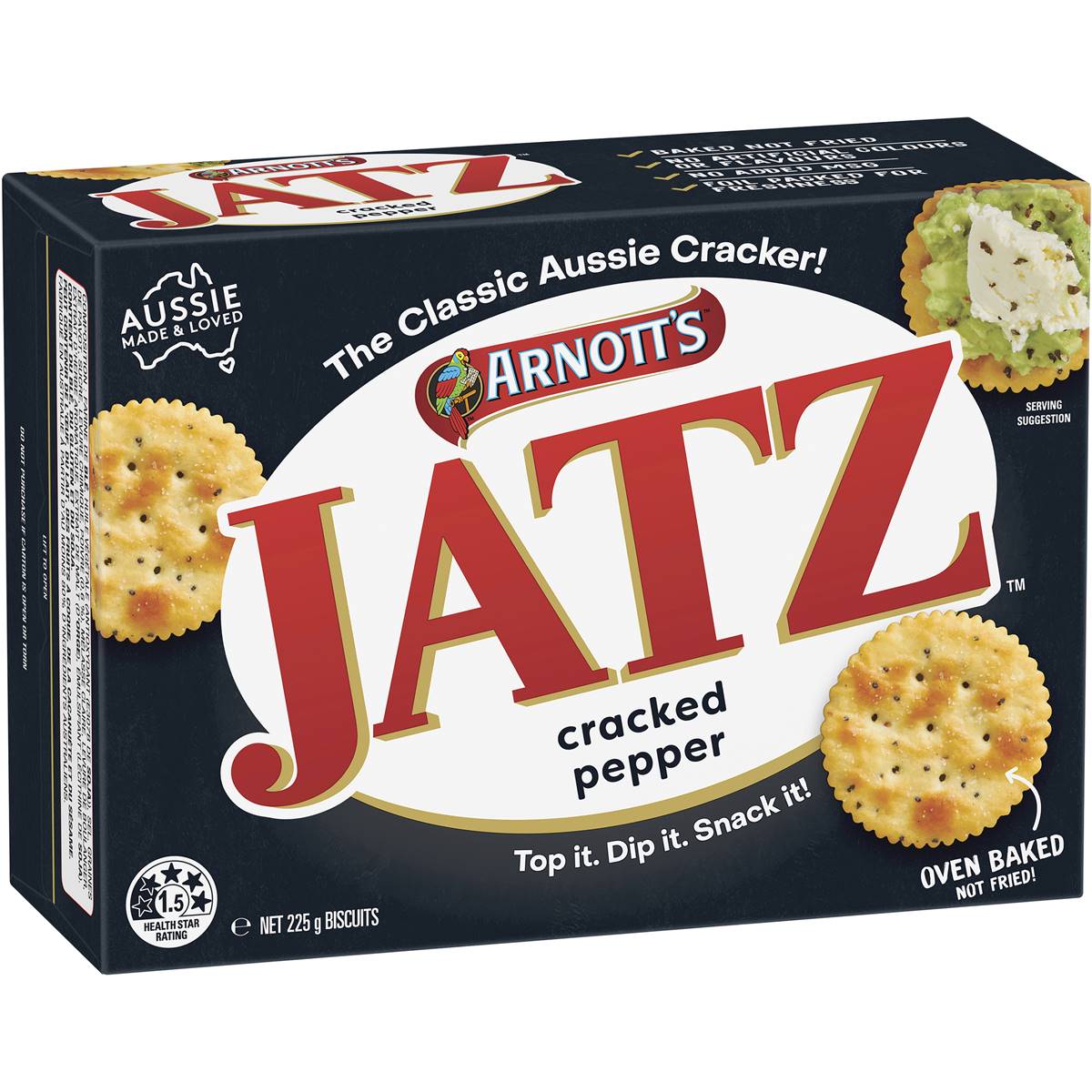 Calories in Arnott's Jatz Cracked Pepper Crackers Cracked Pepper