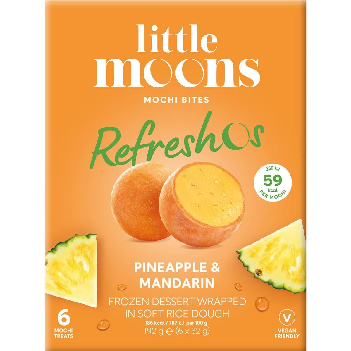 Little Moons Mochi Bites Refreshos Pineapple & Mandarin 6 pack