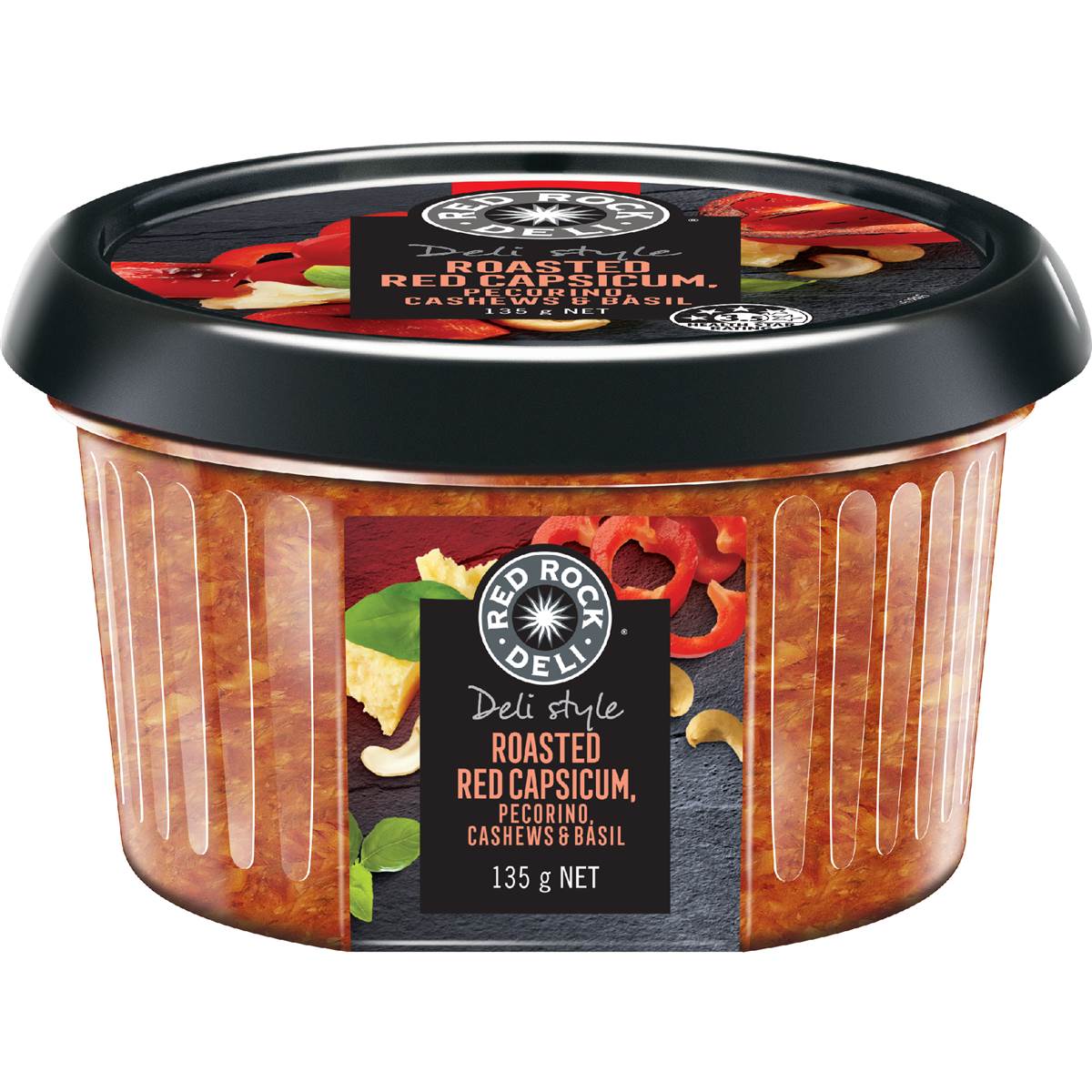 Red Rock Deli Roasted Red Capsicum Pecorino Cashews & Basil Dip 135g