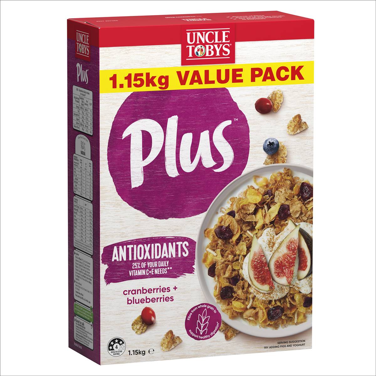 Uncle Tobys Plus Cereal Cranberries & Blueberries
