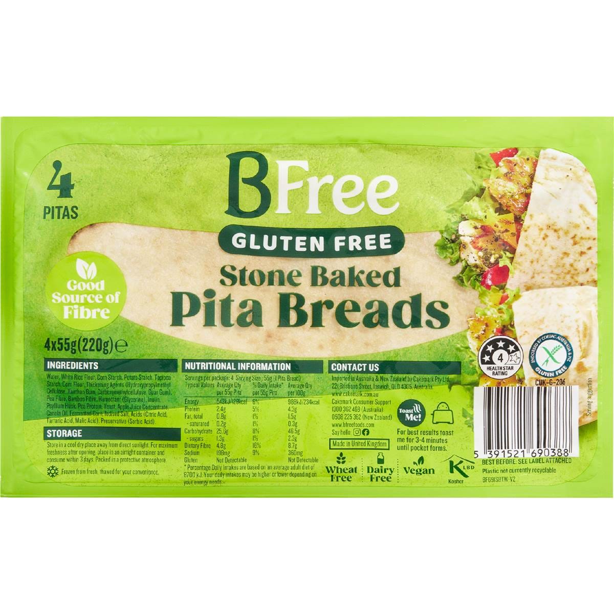 Bfree 4 Stone Baked Pita Bread