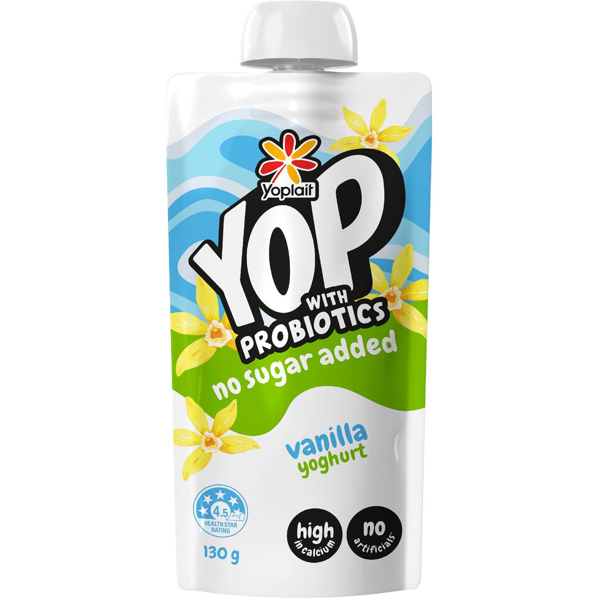 Yoplait YOP Yoghurt With Probiotics No Sugar Added Vanilla Pouch 130g – Woolworths