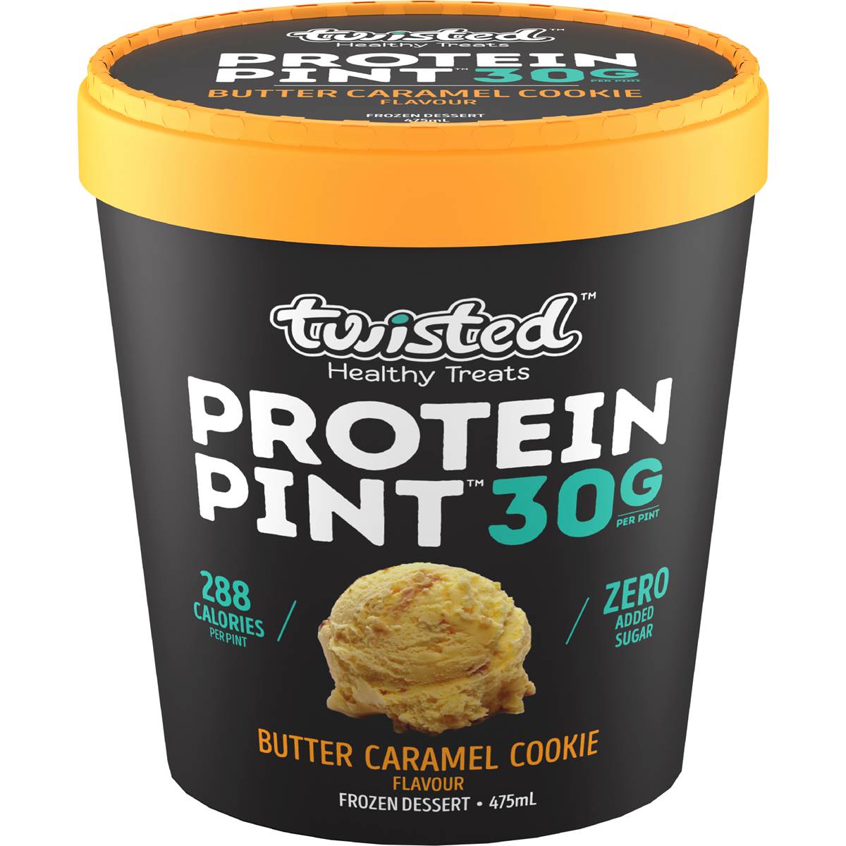 Twisted Healthy Treats Butter Caramel Cookie Protein Pint Frozen Dessert 475mL