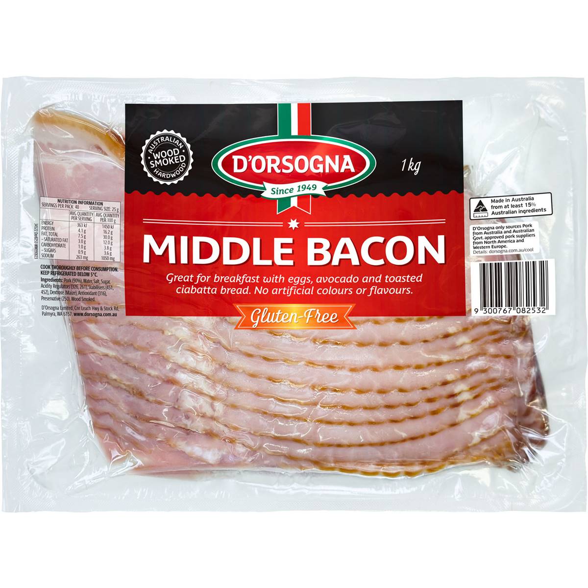 D'Orsogna Middle Bacon 1kg