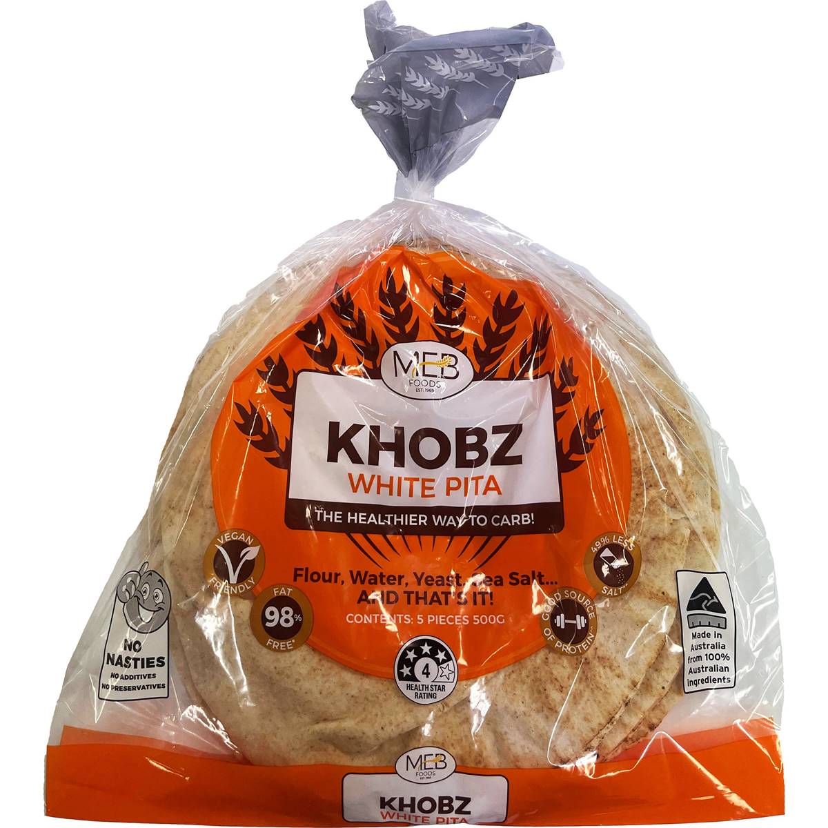 MEB Foods Khobz White Pita 5 pack