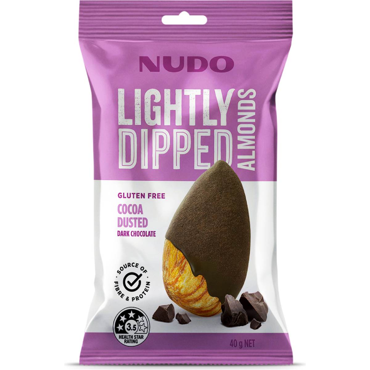 Nudo Lightly Dipped Almonds Cocoa Dusted Dark Chocolate 40g