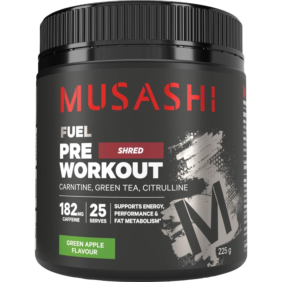 Musashi Pre Workout Shred Green Apple 225g – Woolworths