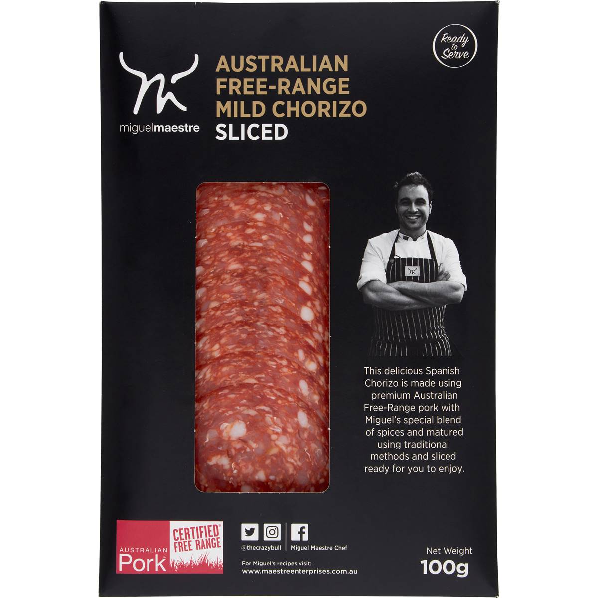 Miguel Maestre Free Range Mild Chorizo Sliced Salami