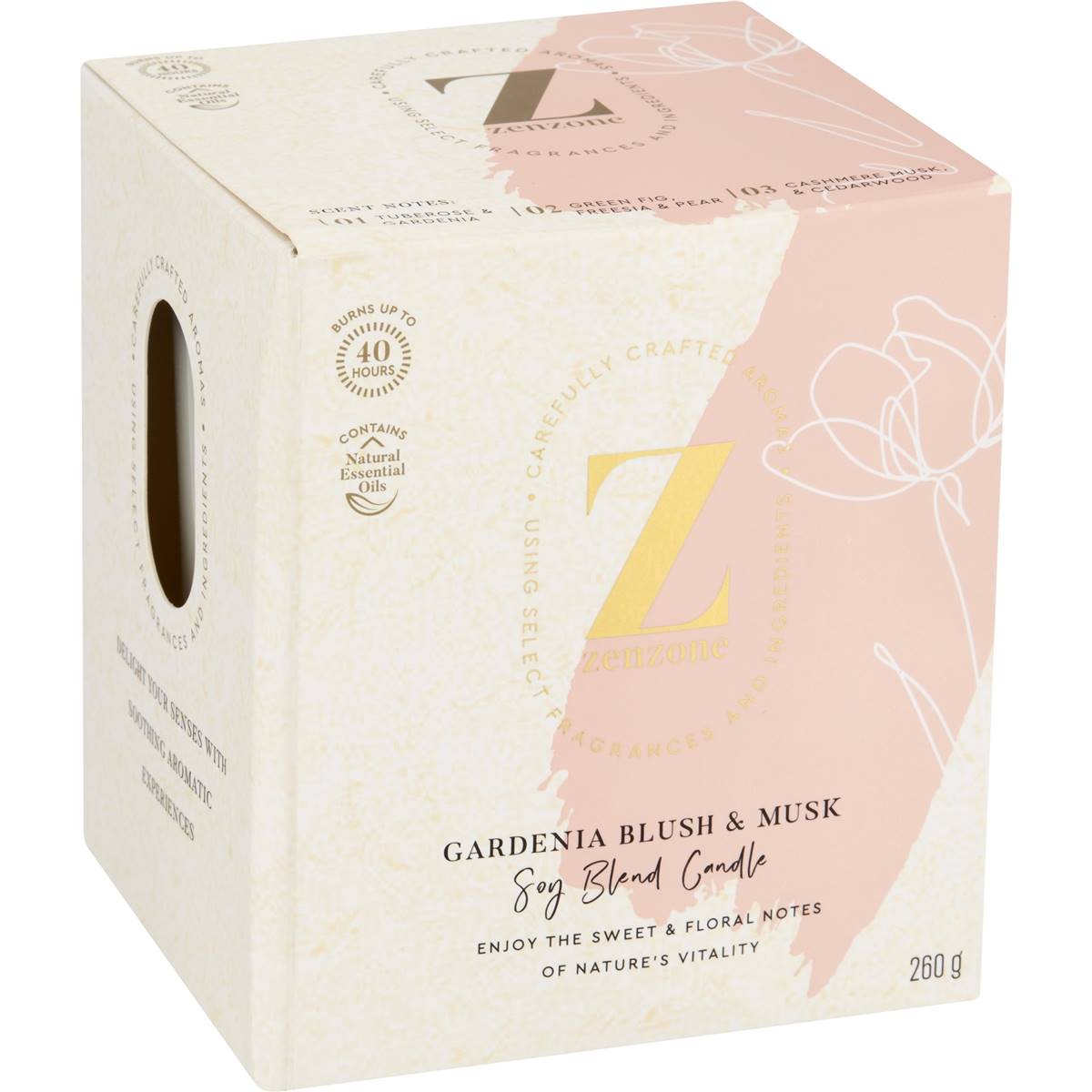 ZenZone Soy Blend Candle Gardenia Blush & Musk