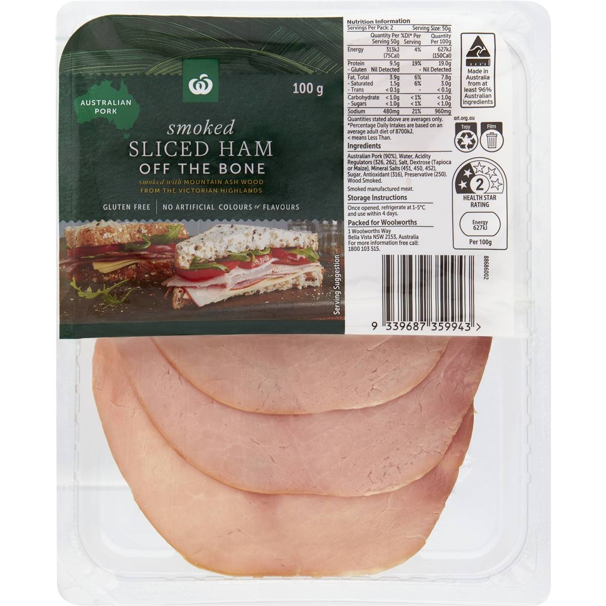 Woolworths Smoked Sliced Ham Off The Bone