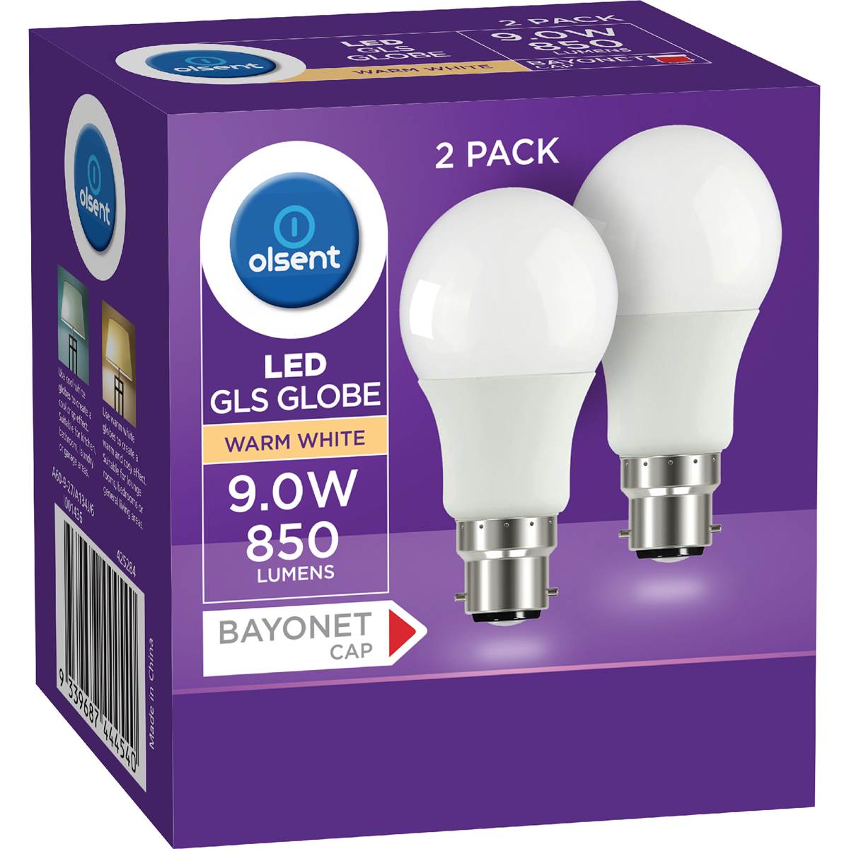 Olsent LED GLS BC 9.0W 850Lm Warm White