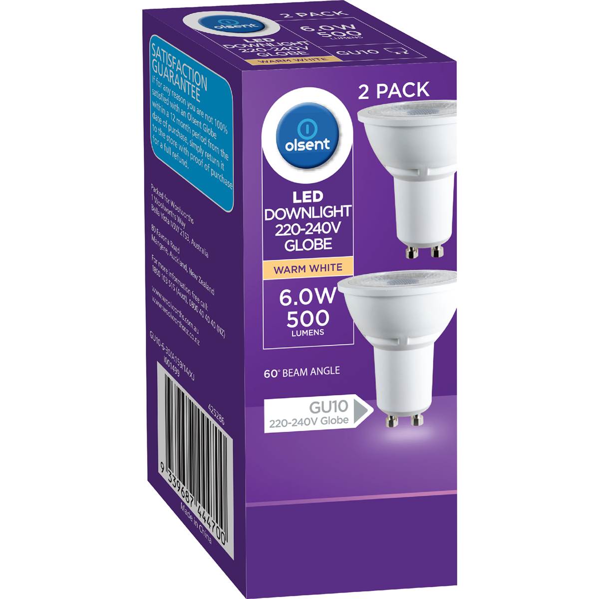 Olsent Led Gu10 6.0W 500Lm Warm White