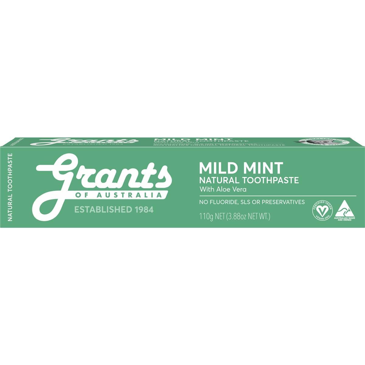 Grants Of Australia Toothpaste Mild Mint 110g