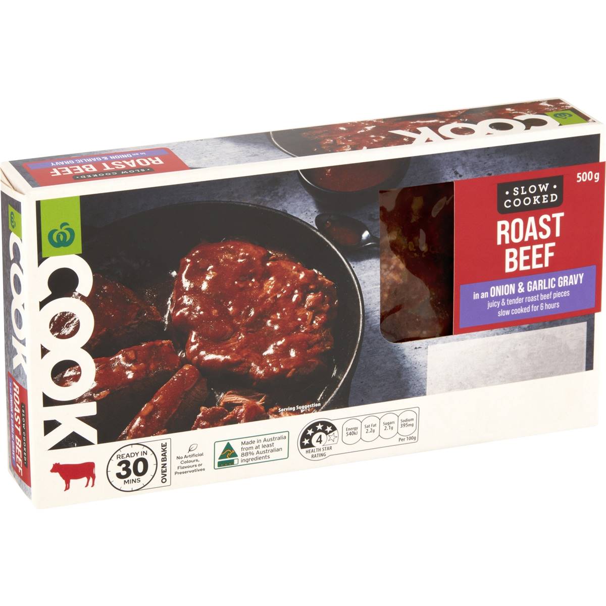 Calories in Woolworths Cook Roast Beef With Onion & Garlic Gravy