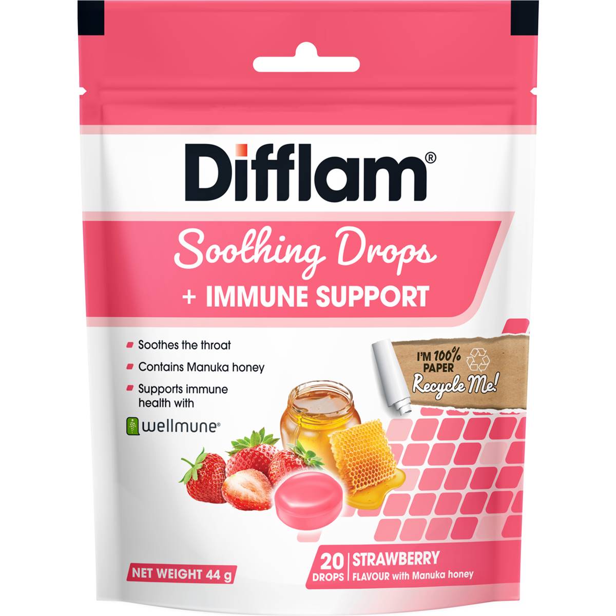 Difflam Soothing Drops + Immune Support Strawberry