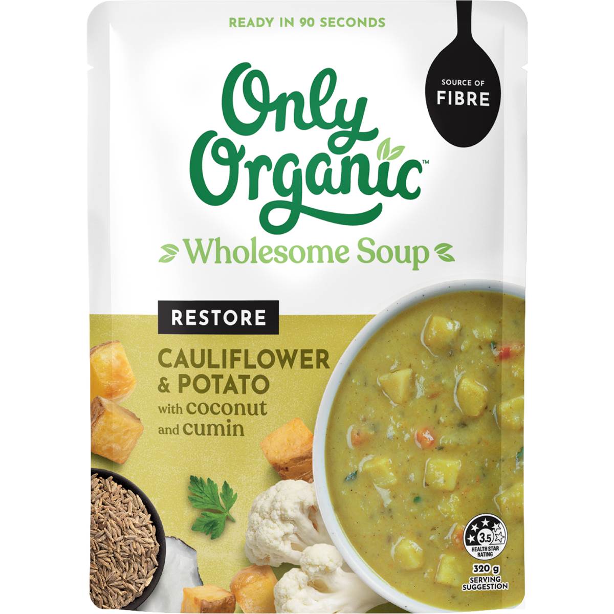 Only Organic Restore Wholesome Soup Cauli Potato Coconut & Cumin 320g