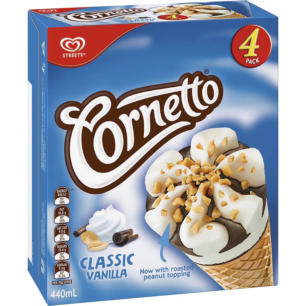 Calories in Cornetto Classic Ice Cream Classic Vanilla