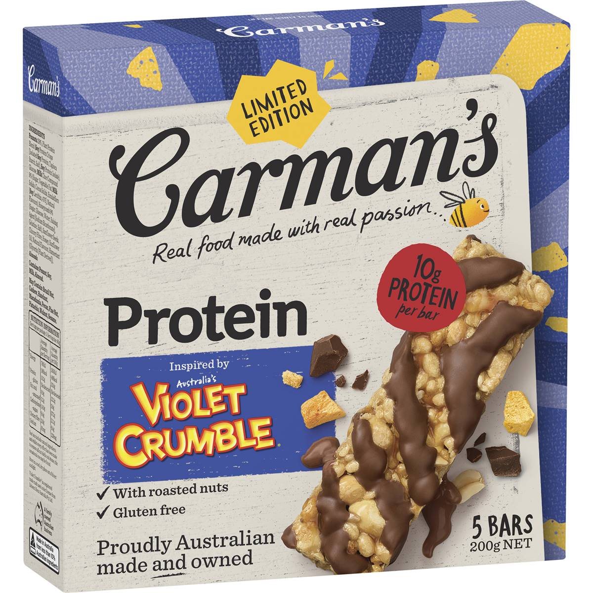 Carman's Protein Bars Violet Crumble Limited Edition 5 pack