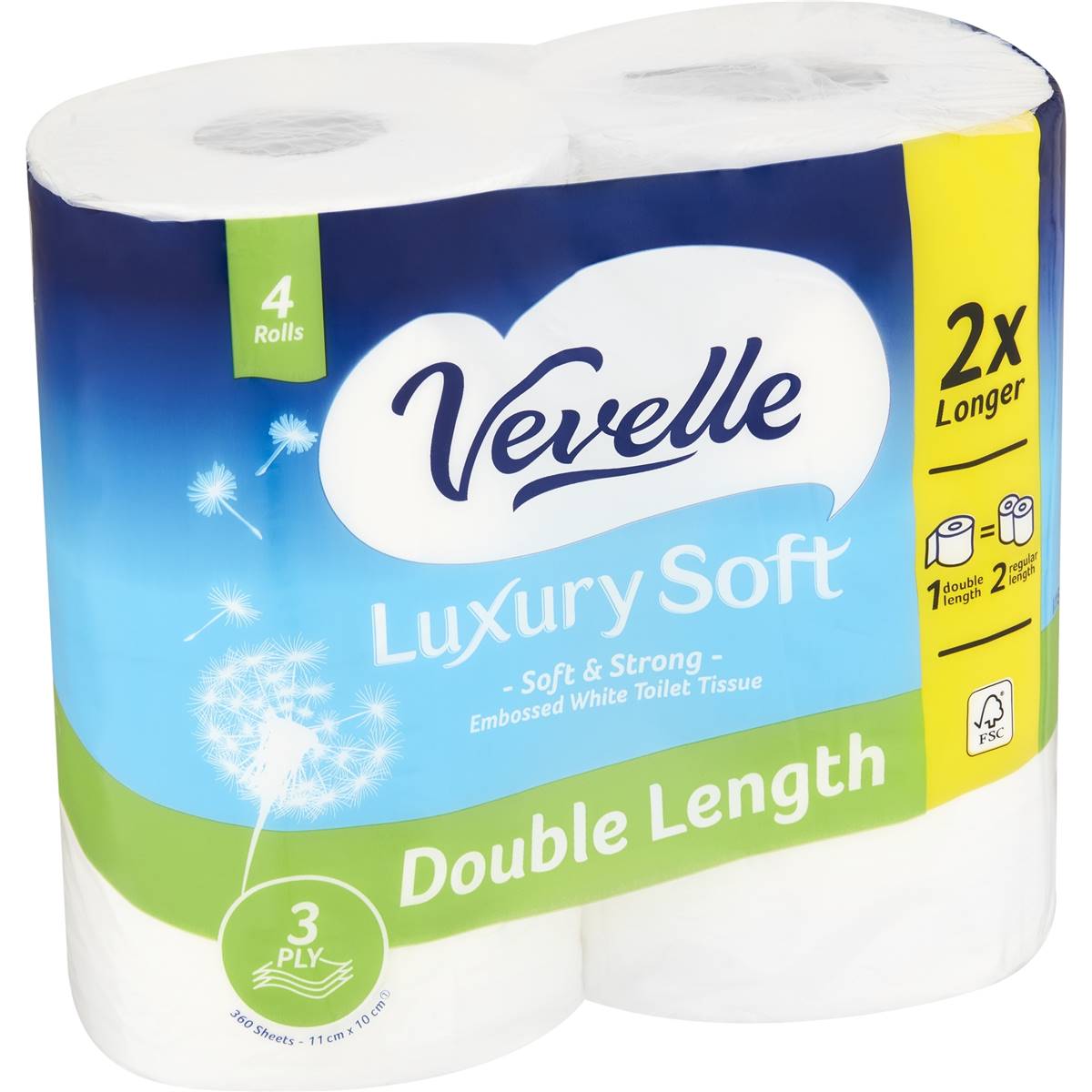 Vevelle Double Length 3 Ply Toilet Tissue