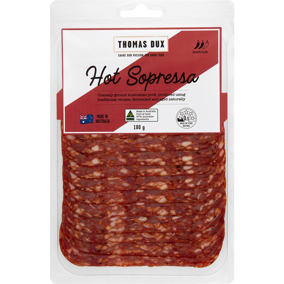 Thomas Dux Sliced Hot Sopressa