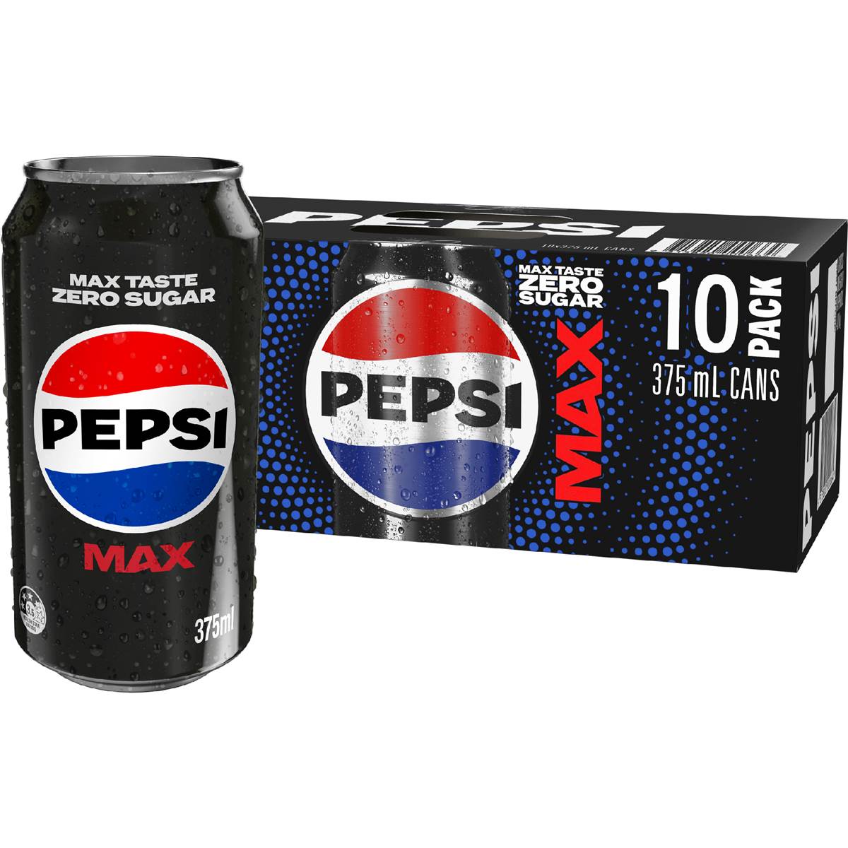 Pepsi Max No Sugar Soft Drink Cans 375mL x 10 pack