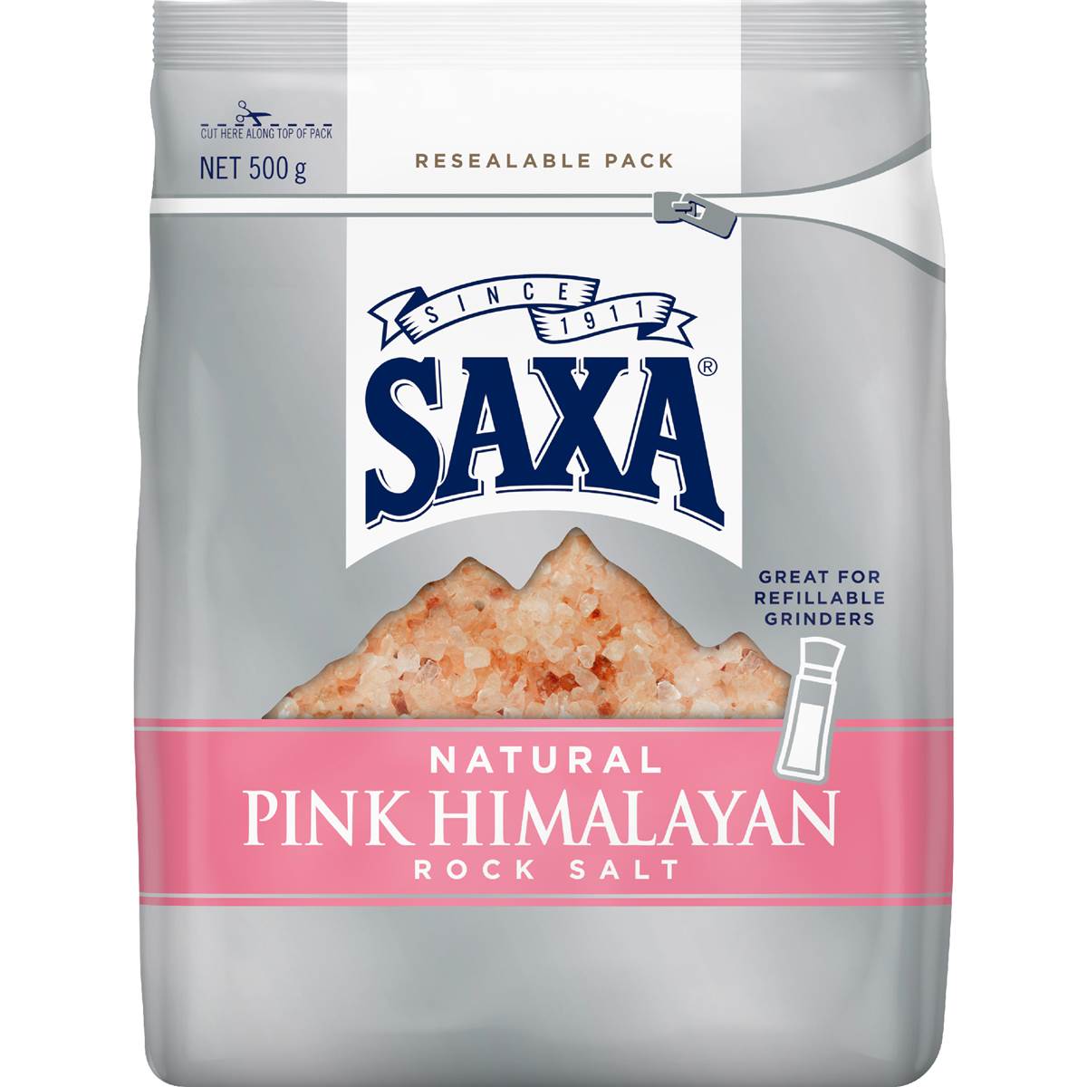 Saxa Refill Value Pack Natural Pink Himalayan Rock Salt