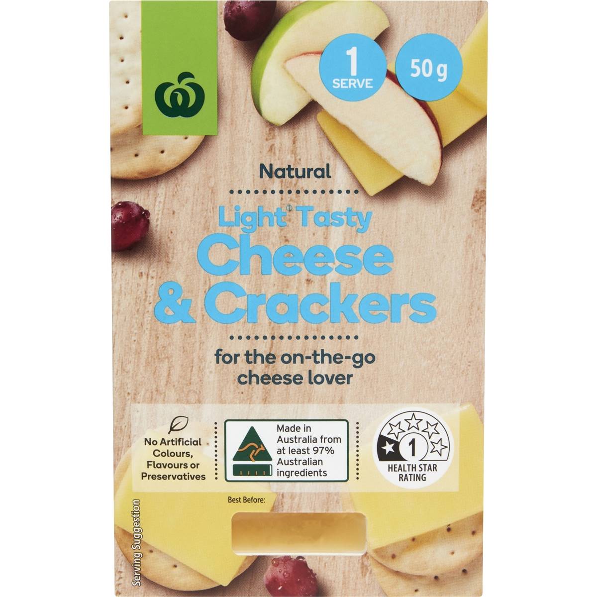 Calories in Woolworths Cheese & Crackers Light Tasty