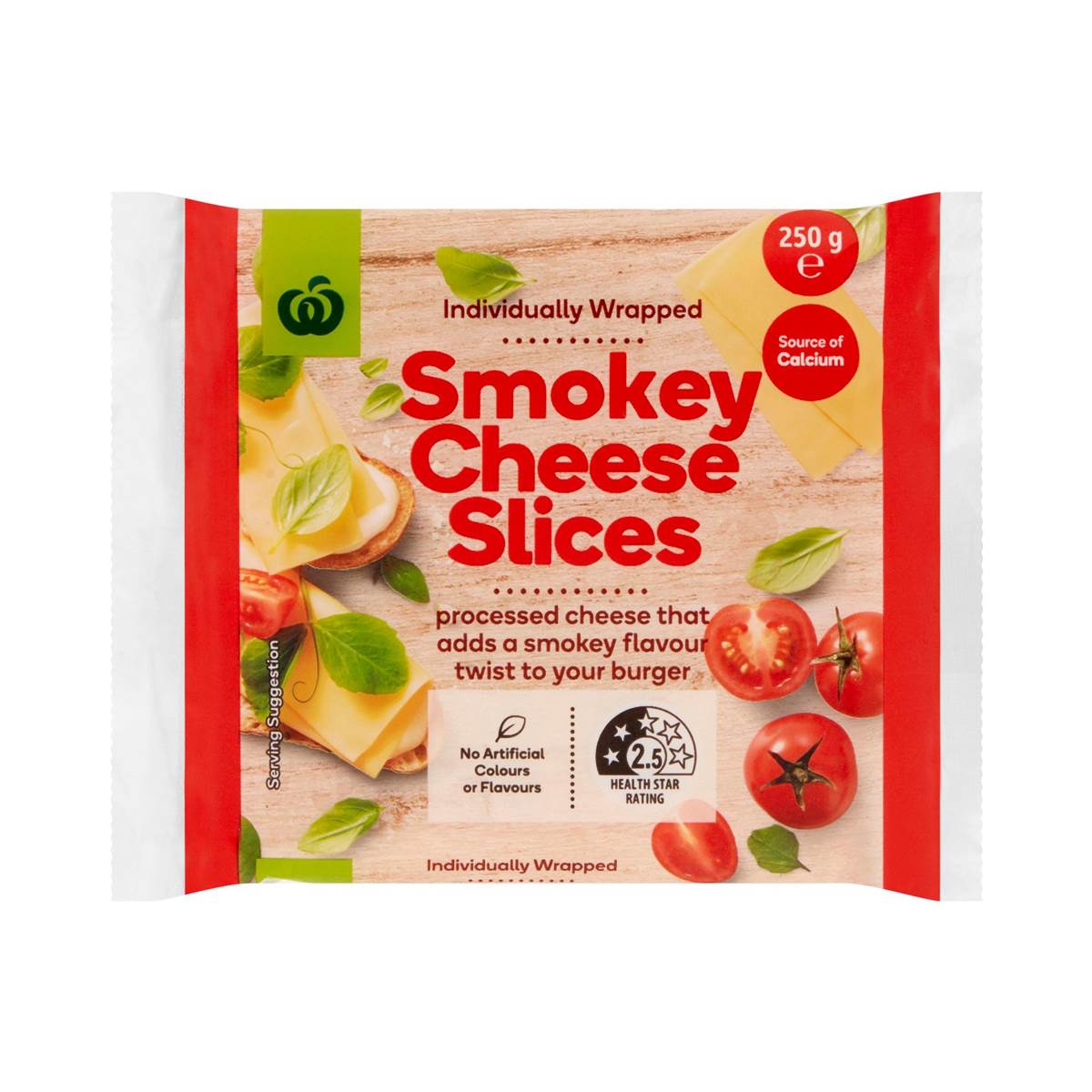 Calories in Woolworths Processed Cheese Slices Smokey calcount