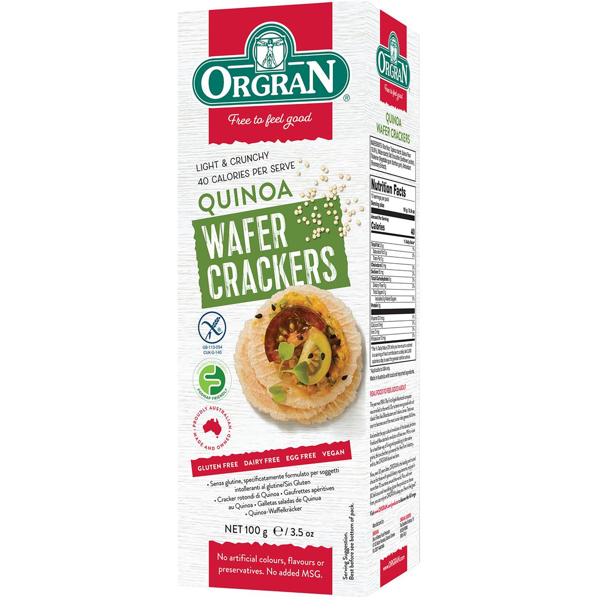 Calories in Orgran Quinoa Wafer Crackers calcount