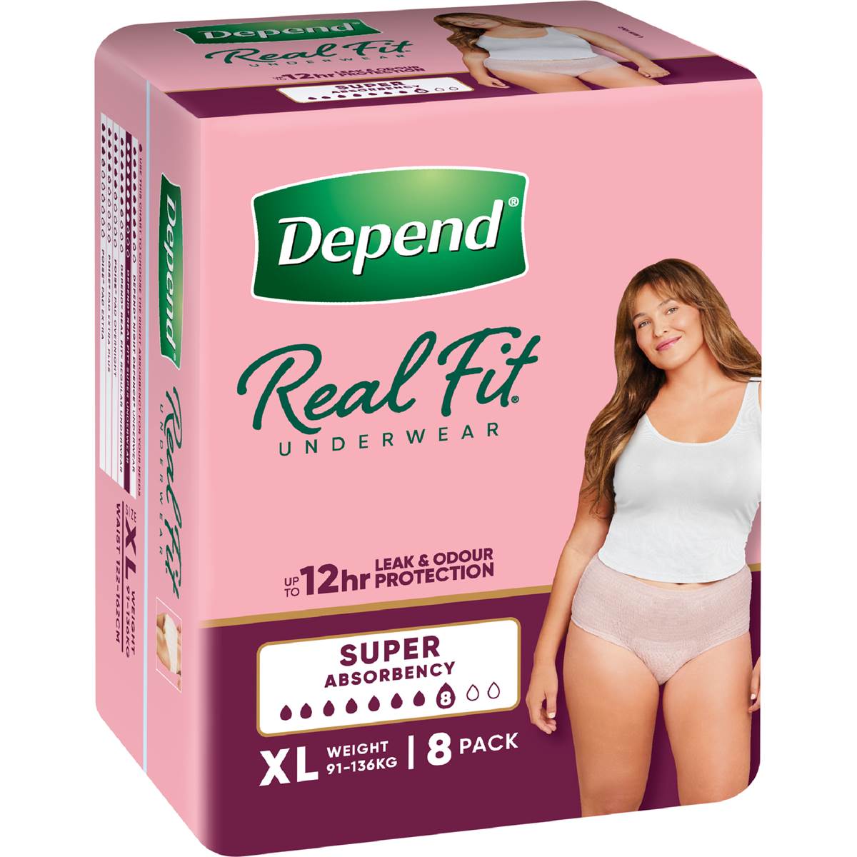 Depend Real Fit Super Incontinence Underwear For Women X-Large 8 pack