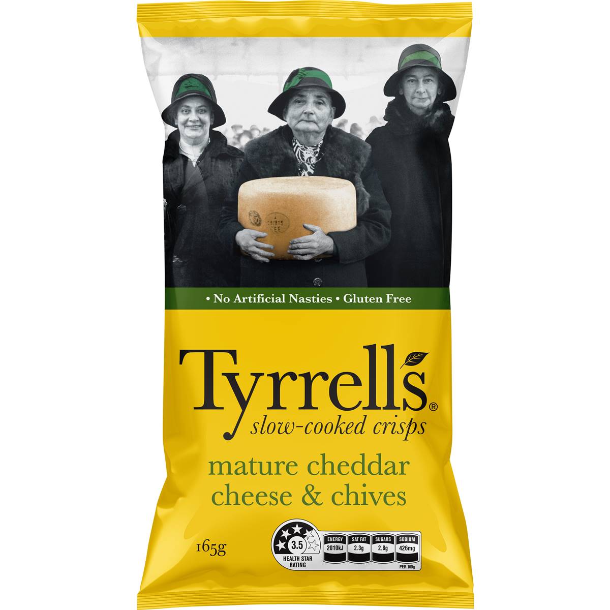 Calories in Tyrrell's Chips Cheddar & Chives