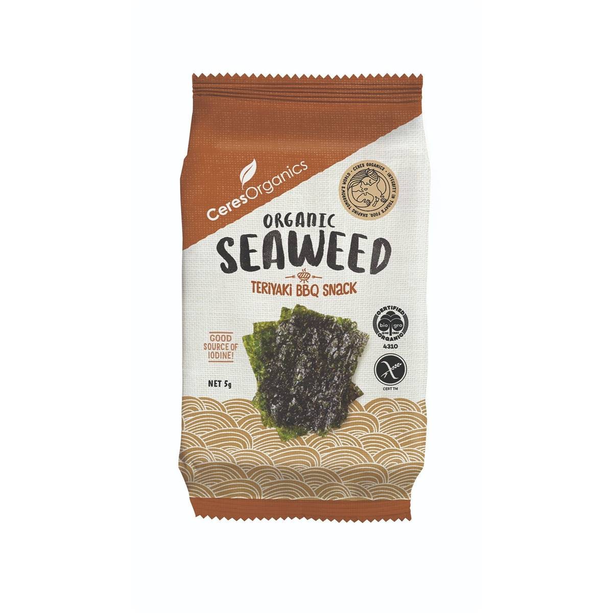 Calories in Ceres Organics Roasted Seaweed Teriyaki Nori calcount