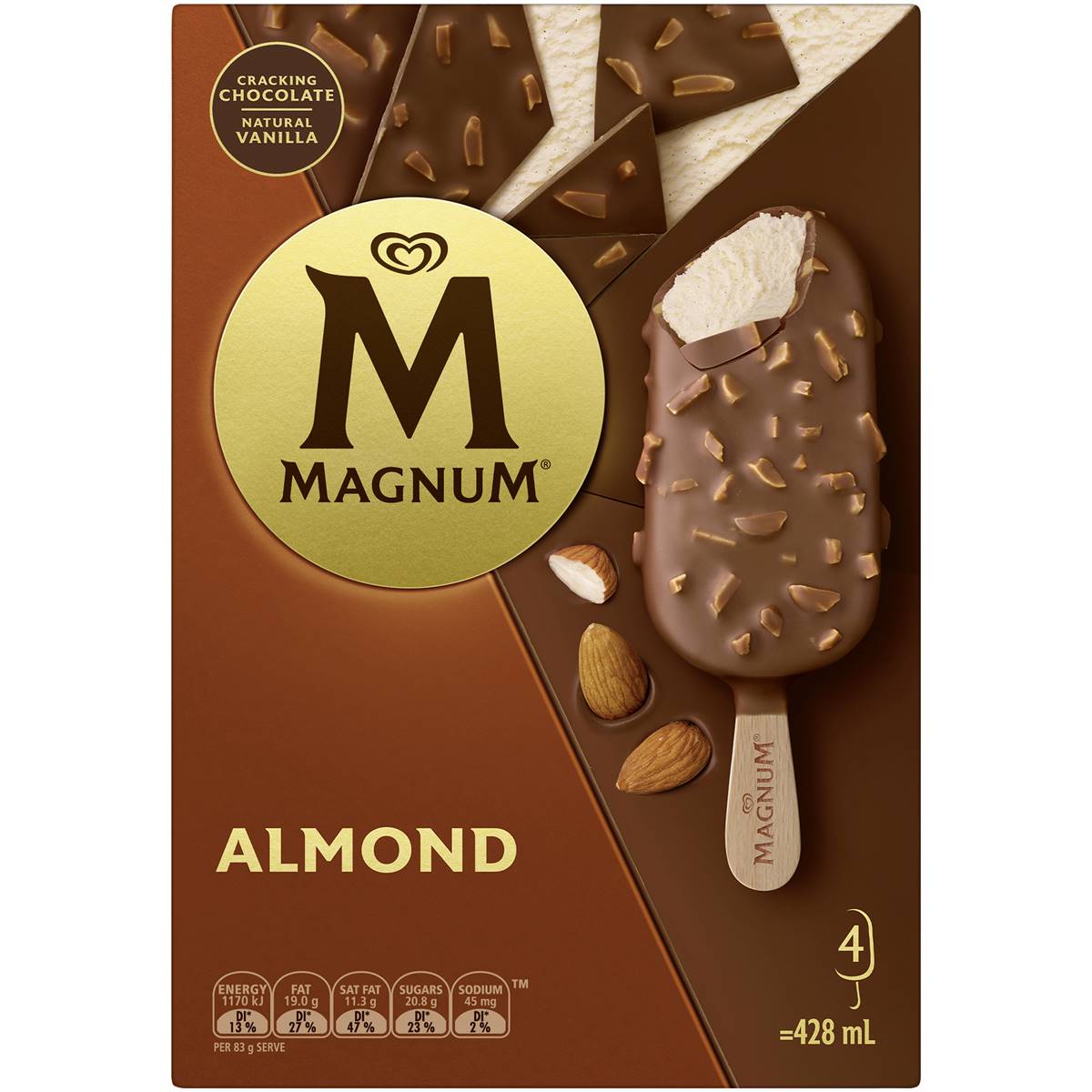 Calories in Magnum Ice Cream Sticks Almond calcount