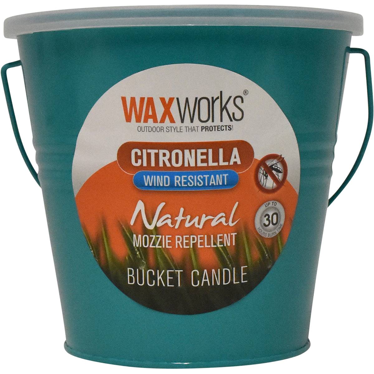 Waxworks Metal Bucket Citronella Candle Assorted 13cm