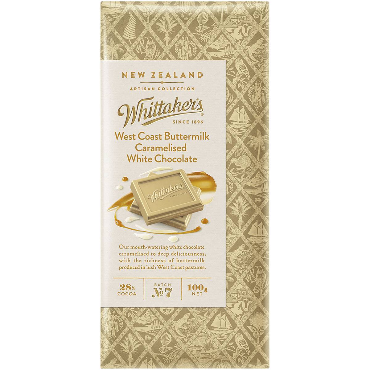 Calories in Whittaker's Artisan West Coast Buttermilk Caramel 28% Cocoa
