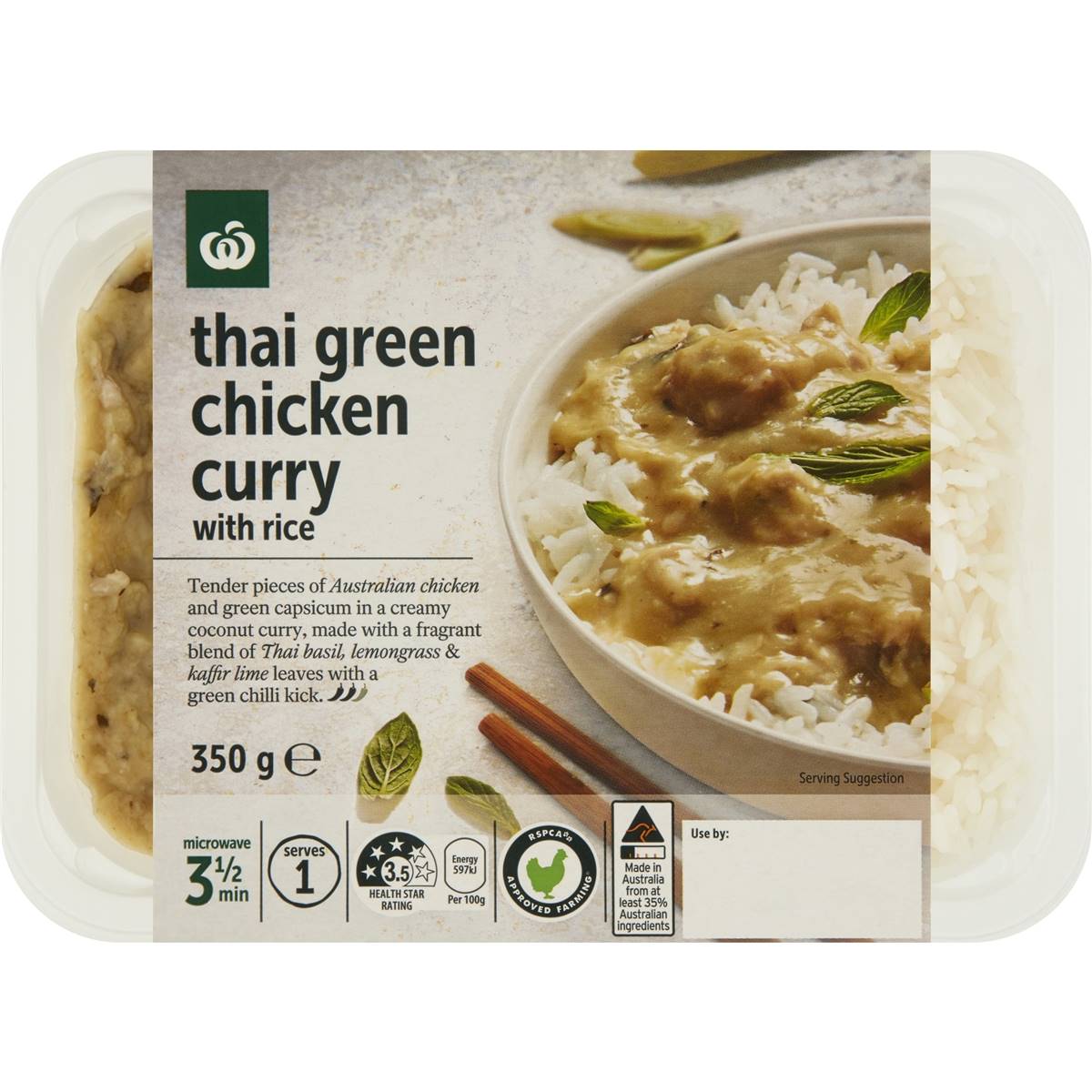 Calories in Woolworths Thai Green Chicken Curry With Rice
