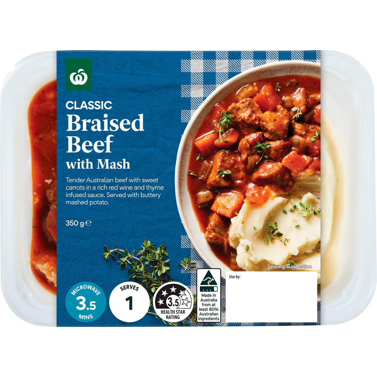 Woolworths Braised Beef With Creamy Mash 350g