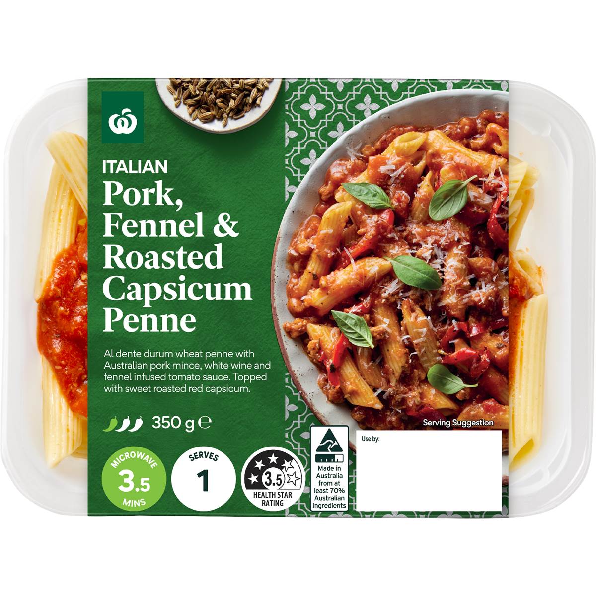 Woolworths Roasted Capsicum Pork Rigatoni 350g