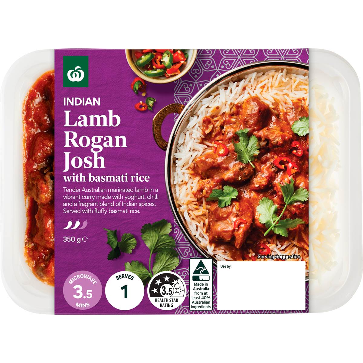 Woolworths Lamb Rogan Josh With Basmati Rice 350g