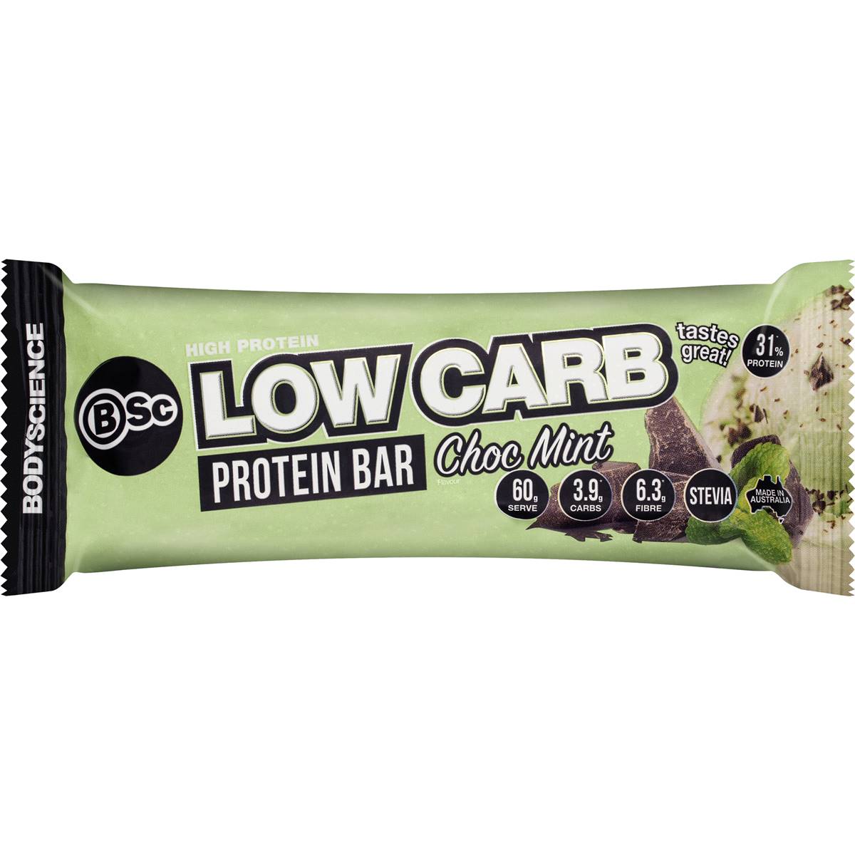 BSc High Protein Low Carb Bar Choc Mint 60g