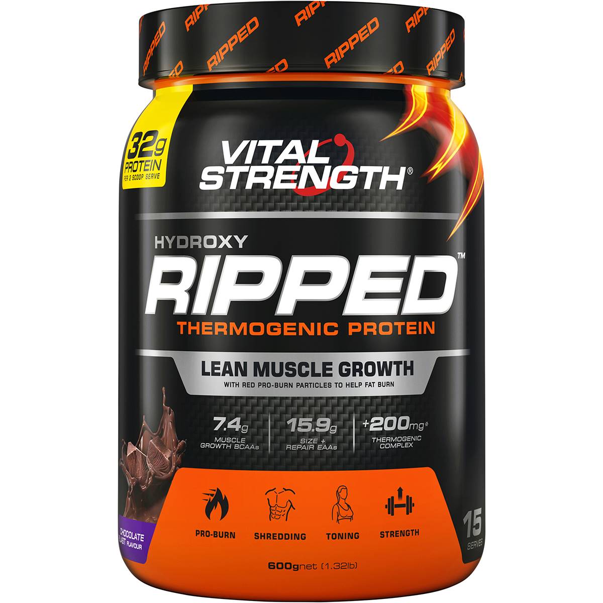 Calories in Vital Strength Ripped Protein Powder Chocolate calcount