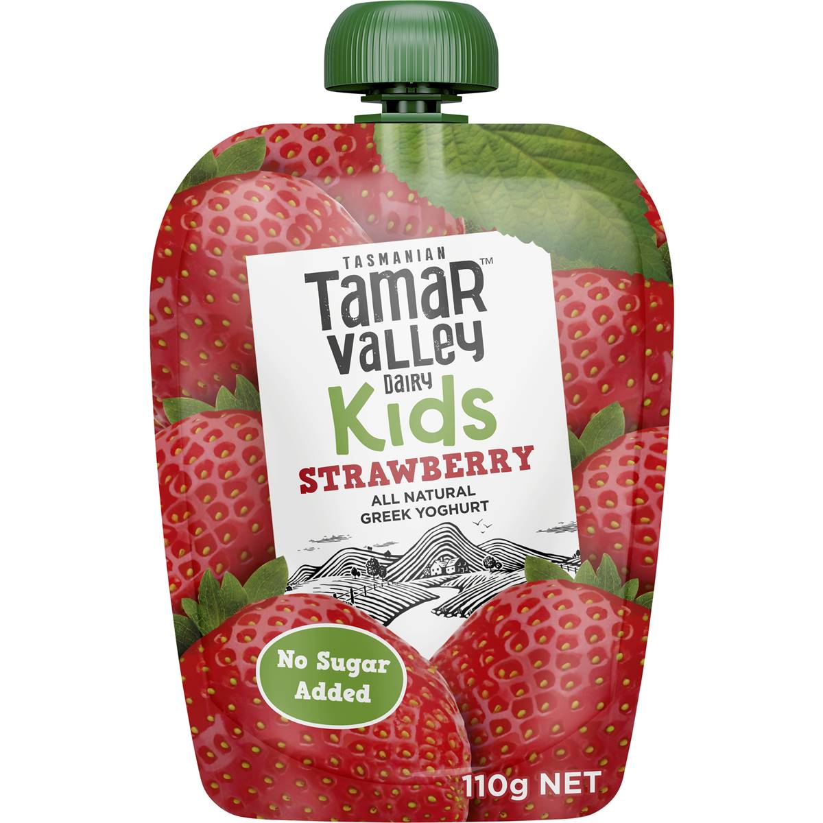 Calories in Tamar Valley Dairy Kids Greek Yoghurt Pouch Strawberry