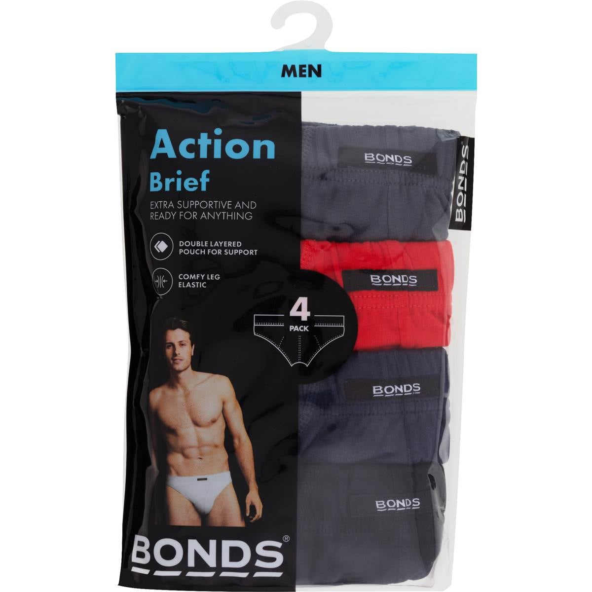 Bonds Mens Action Brief Medium Assorted 4 pack