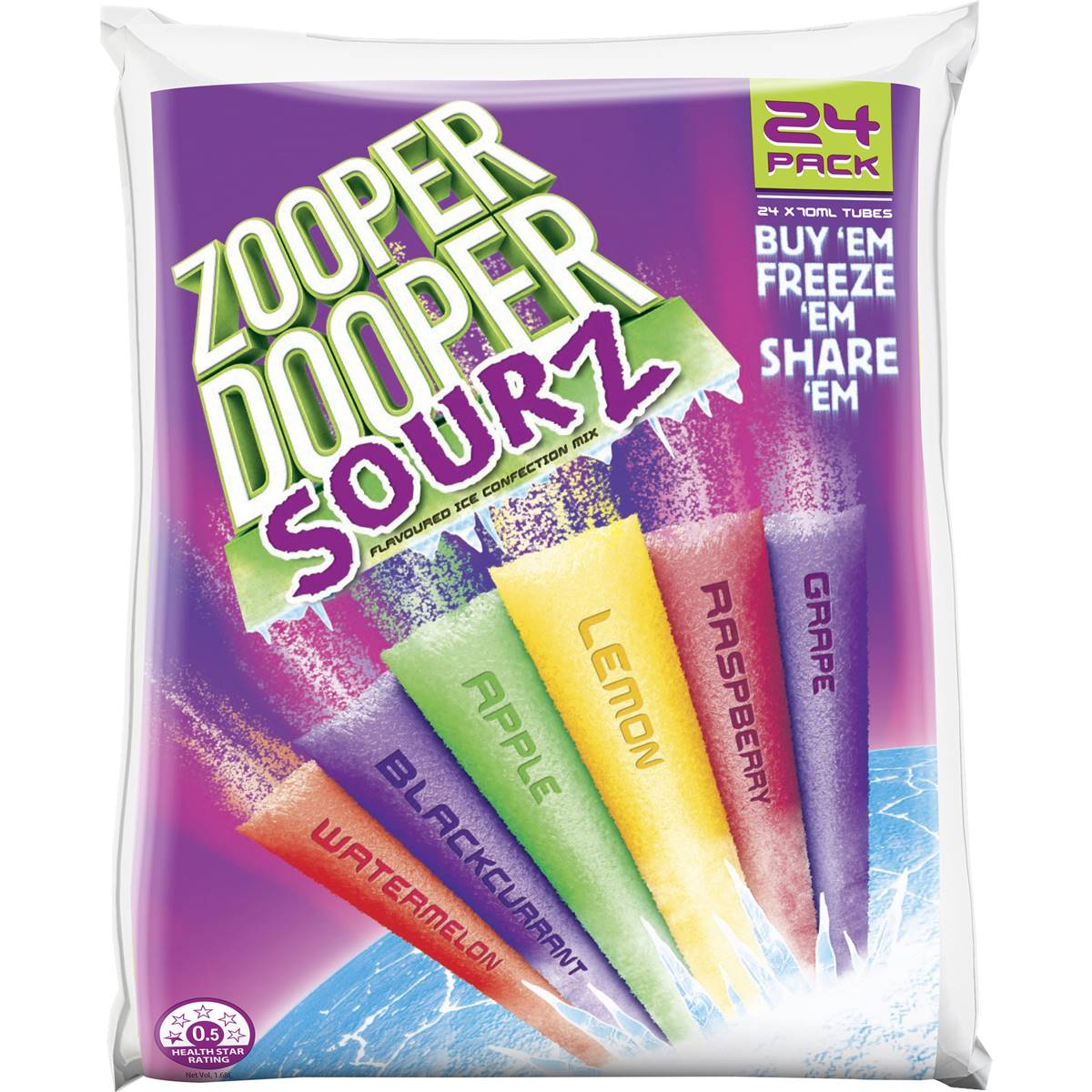 Calories in Zooper Dooper Ice Blocks Sourz