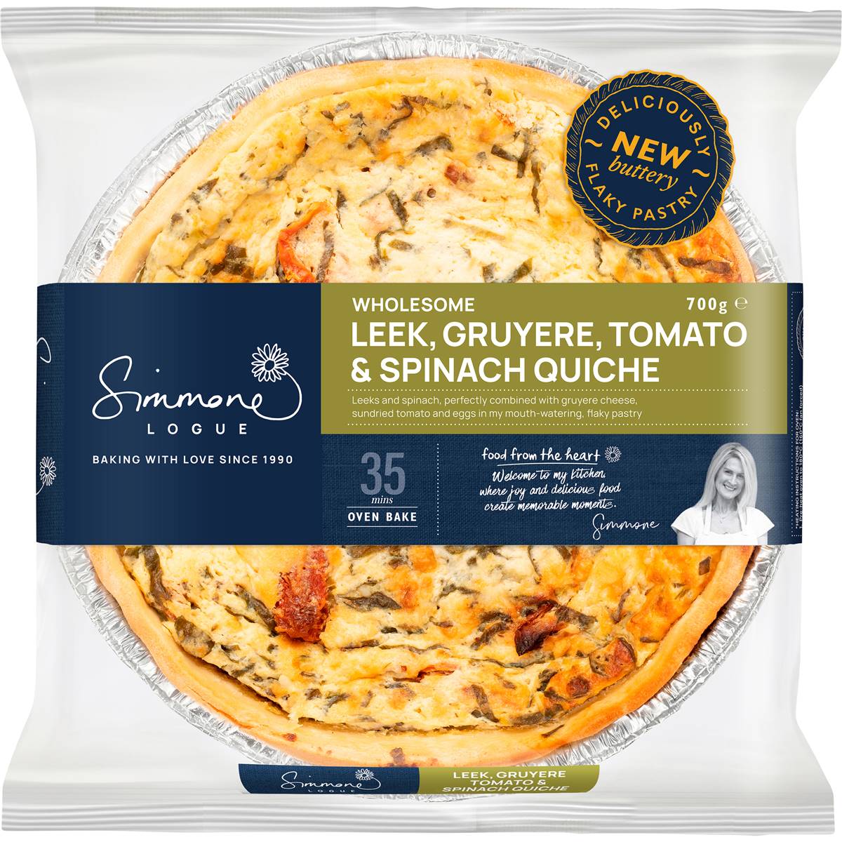 Calories in Simmone Logue Leek Spinach Quiche Chilled Meal calcount