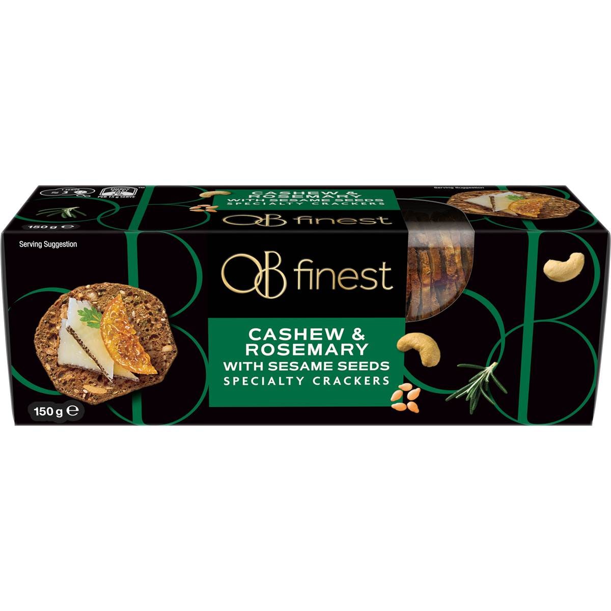 Calories in Ob Finest Cracker Cashew Rosemary calcount