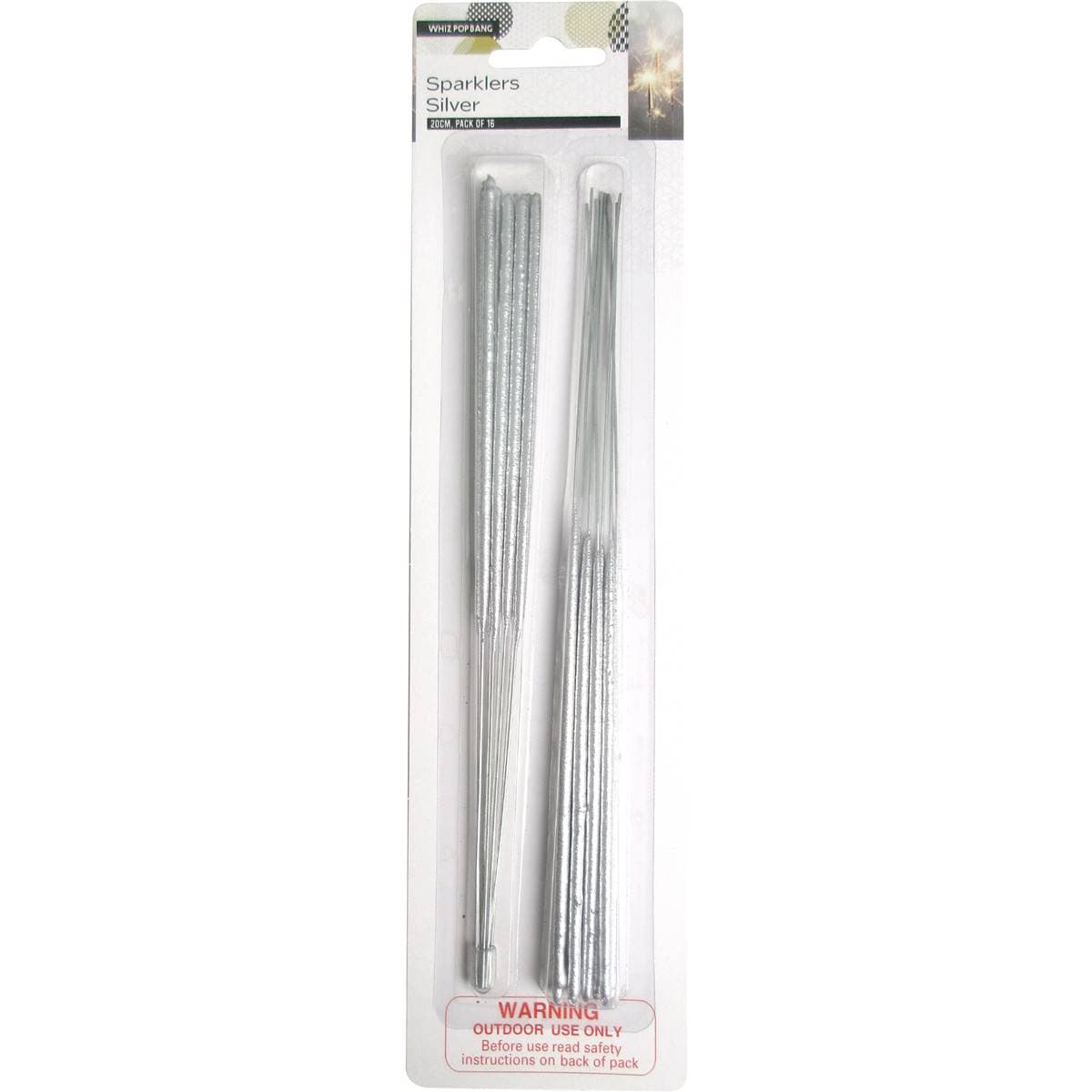 Whiz Pop Bang Silver Sparklers 20cm